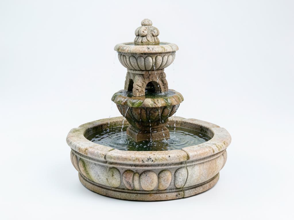 Three-tier stone garden fountain