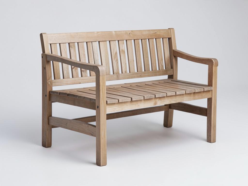 Solid oak slatted garden bench